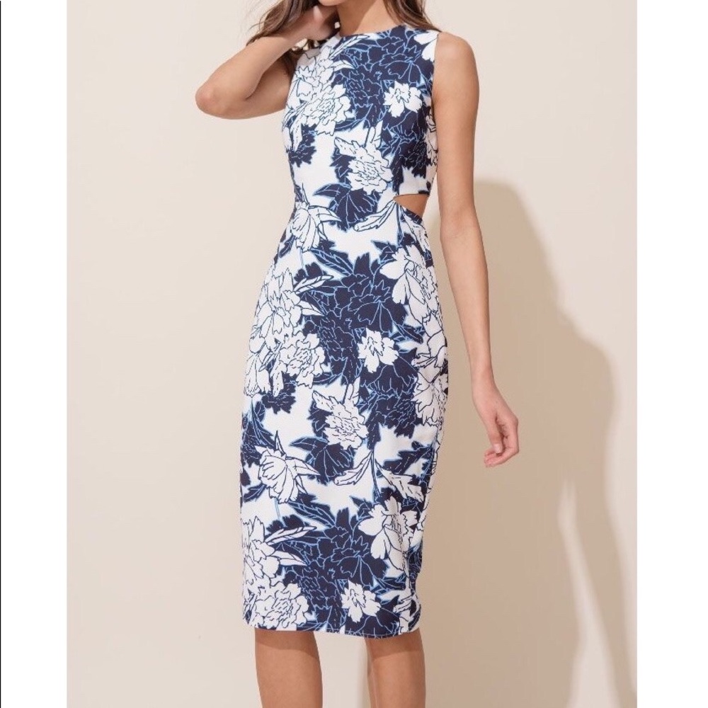 Yumi Kim Show Time Dress Gramercy Park Blue Floral Sice Cutout Small